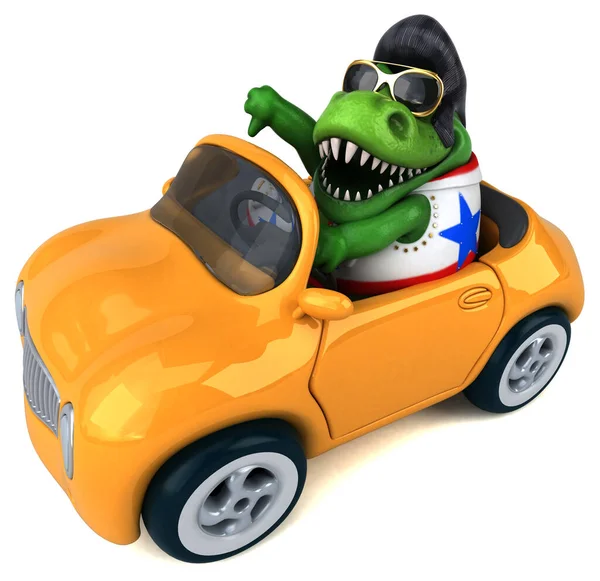 Fun Cartoon Illustration Trex Rocker Car —  Fotos de Stock