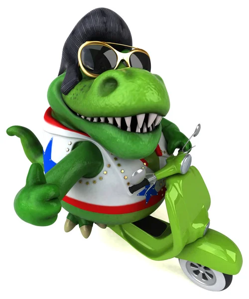 Fun Cartoon Illustration Trex Rocker Scooter — Stockfoto