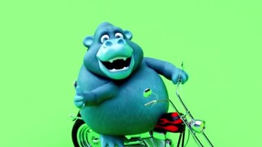 Motosikletli eğlenceli goril - 3D Görüntü