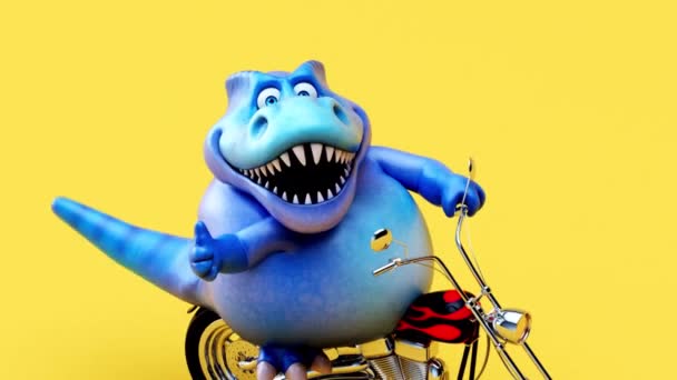 Fun Trex Motorcycle Анимация — стоковое видео