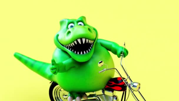 Fun Trex Motorcycle Анимация — стоковое видео