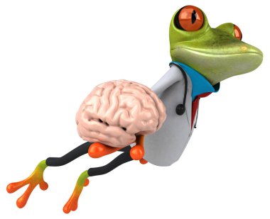 Beyni olan kurbağa doktor - 3D Görüntü