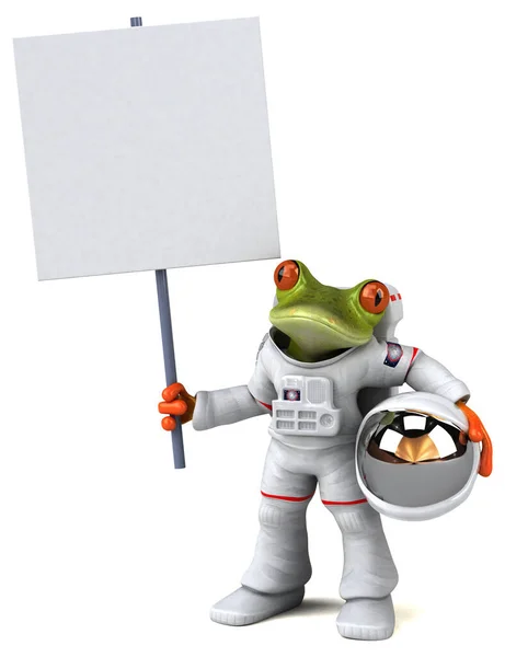 宇宙飛行士カエルの楽しい3D漫画のキャラクターイラスト — ストック写真