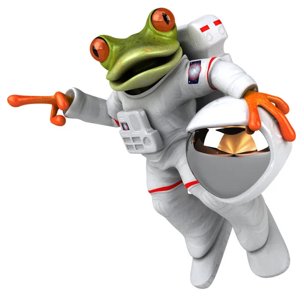 Bir Comsmonaut Kurbağasının Eğlenceli Boyutlu Çizgi Film Karakteri Çizimi — Stok fotoğraf
