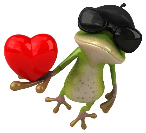 Fun French Frog Heart Illustration — Stock Photo, Image
