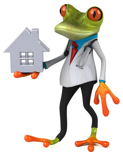 Frog Doctor House Illustration — Stock Fotó
