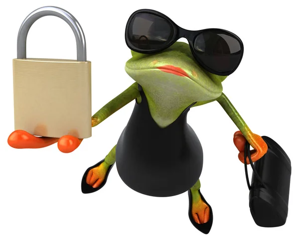 Inggris Fun Frog Lock Illustration — Stok Foto