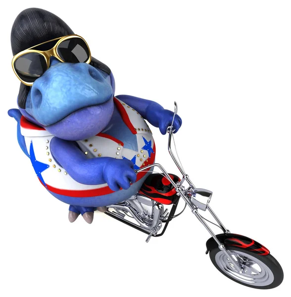 Fun Cartoon Illustration Trex Rocker Motorbike — 스톡 사진