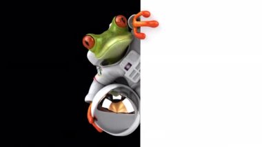 Bir Comsmonaut kurbağasının 3 boyutlu eğlenceli animasyonu