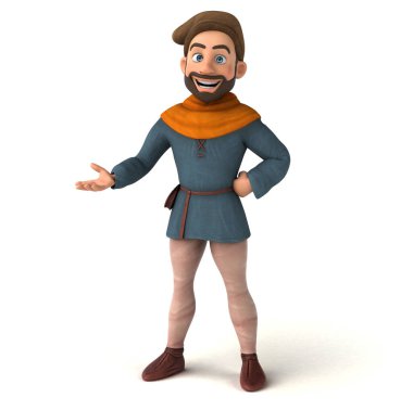 Eğlenceli 3D karikatür ortaçağ adamı
