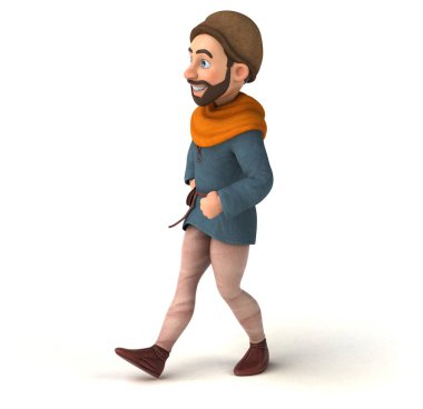 Eğlenceli 3D çizgi film karakteri Ortaçağ adamı