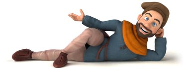 Eğlenceli 3D çizgi film karakteri Ortaçağ adamı