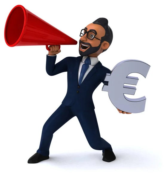 Fun Cartoon Illustration Indian Businessman Euro — 스톡 사진