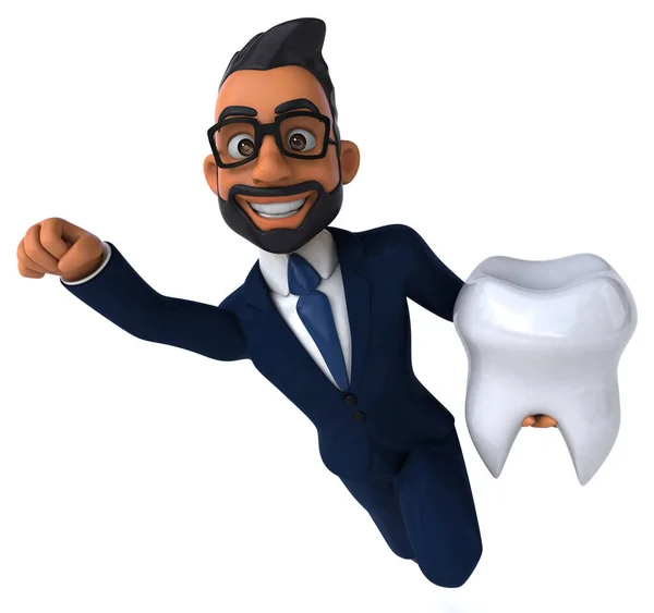Fun Cartoon Illustration Indian Businessman Tooth —  Fotos de Stock