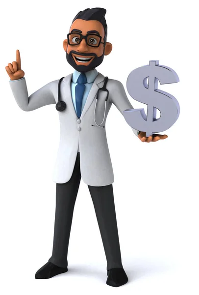 Fun Cartoon Indian Doctor Dollar — Stock Photo, Image