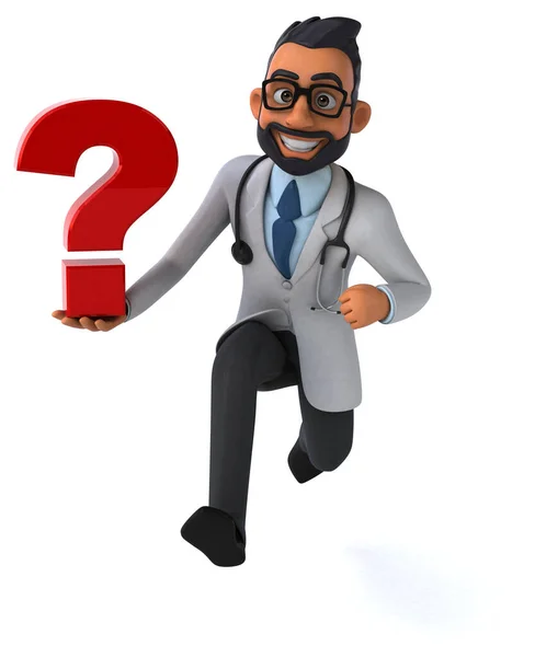 Fun Cartoon Indian Doctor Question — Stock Photo, Image