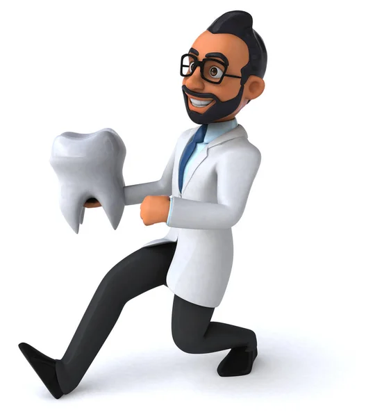 Divertimento Cartone Animato Dentista Indiano Con Dente — Foto Stock