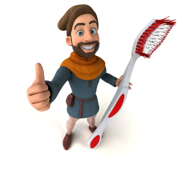 Fun Cartoon Medieval Man Toothbrush — Stock Photo, Image