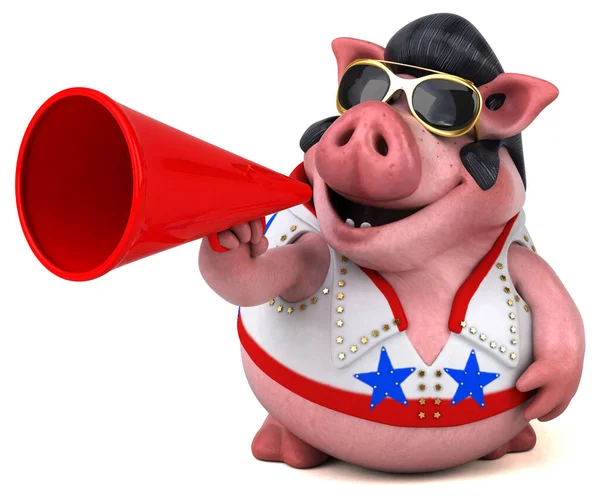 Fun Cartoon Illustration Pig Rocker Character — Stock Photo, Image