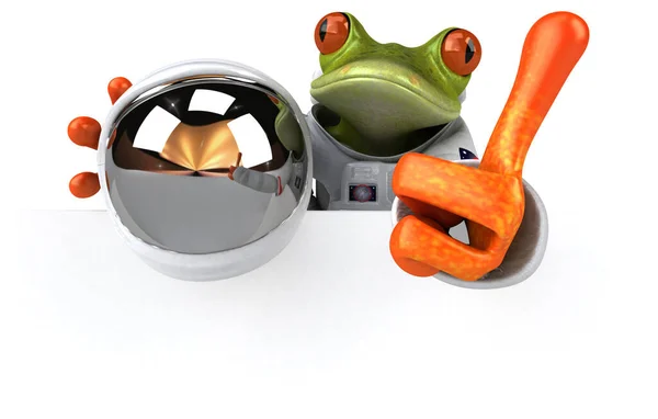 宇宙飛行士カエルのキャラクターの楽しい3D漫画イラスト — ストック写真
