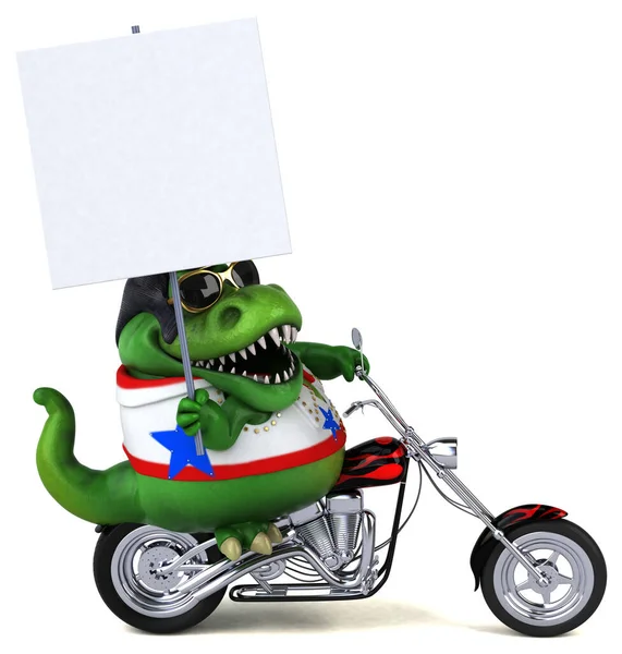 Fun Cartoon Illustration Trex Rocker Motorbike — Fotografia de Stock