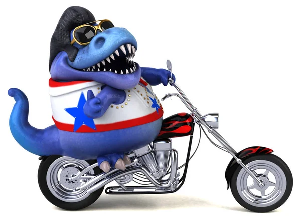 Fun Cartoon Illustration Trex Rocker Motorbike — Stockfoto