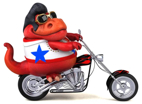 Fun Cartoon Illustration Trex Rocker Motorbike — Foto de Stock