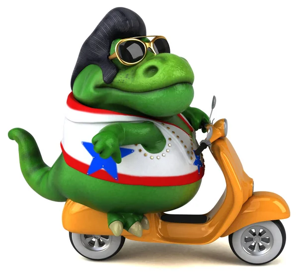 Fun Cartoon Illustration Trex Rocker Scooter — Fotografia de Stock