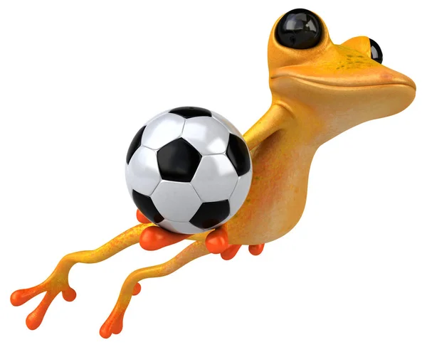 带球体的黄色青蛙 3D图解 — 图库照片