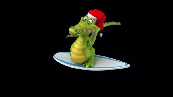 Divertente Personaggio Dei Cartoni Animati Coccodrilli Surf Animazione — Video Stock