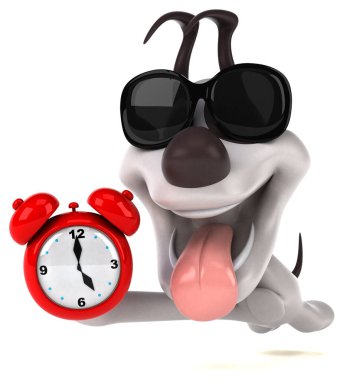 Saati olan eğlenceli bir köpek - 3D Görüntü