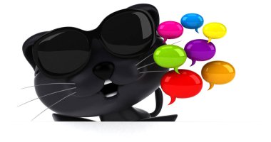 Kabarcıklı eğlenceli kedi - 3D Görüntü