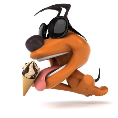 Dondurma ile eğlenceli köpek-3D Illustration