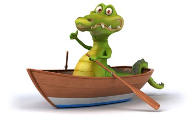 Tekne içinde eğlenceli timsah 