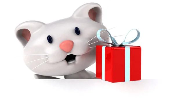 Веселий Кіт Подарунком Ілюстрація — стокове фото