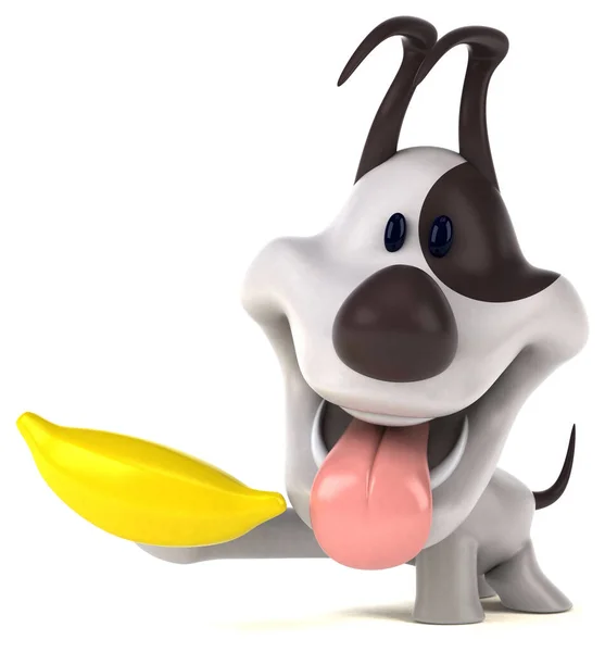 带香蕉的玩具狗 3D说明 — 图库照片