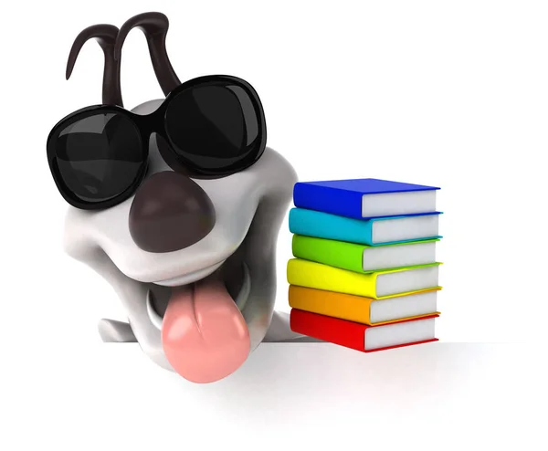 Веселая Собака Книгами Иллюстрация — стоковое фото