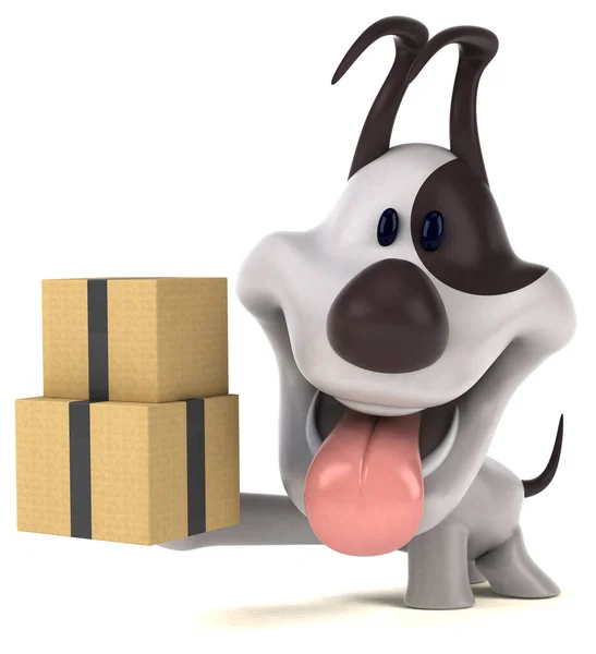 Веселая Собака Коробками Иллюстрация — стоковое фото