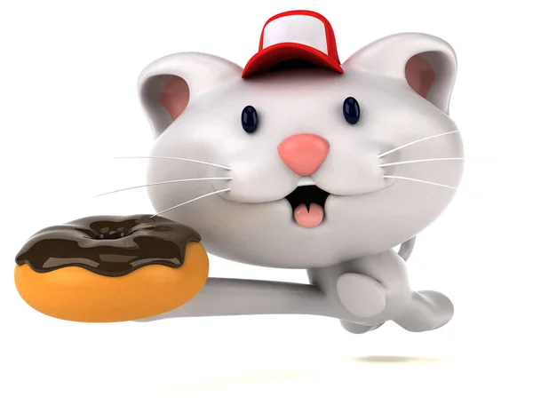Fun Katze Mit Donut Illustration — Stockfoto