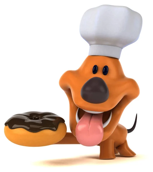 Весела Собака Пончиком Ілюстрація — стокове фото