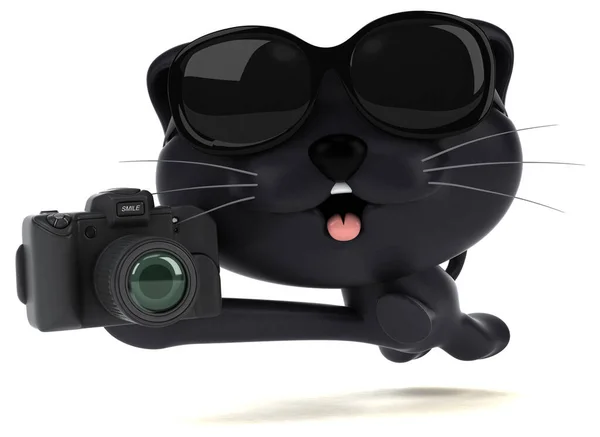 Fun Katze Mit Kamera Illustration — Stockfoto