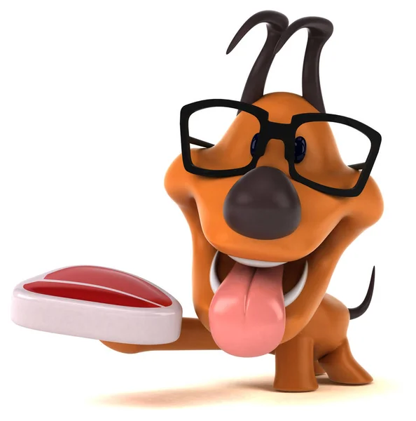 肉と楽しい犬 3Dイラスト — ストック写真