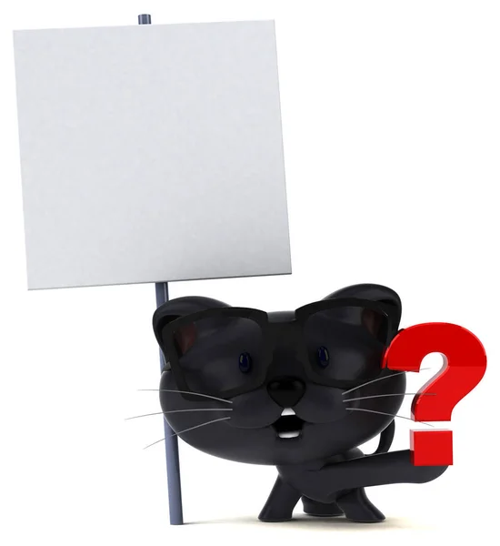 Chat Amusant Avec Question Illustration — Photo