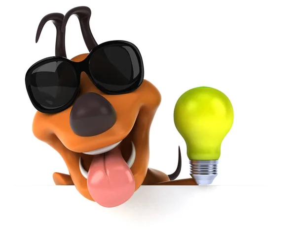 Веселая Собака Лампой Иллюстрация — стоковое фото