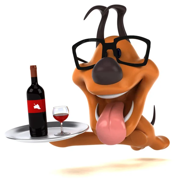Divertido Perro Con Vino Ilustración —  Fotos de Stock