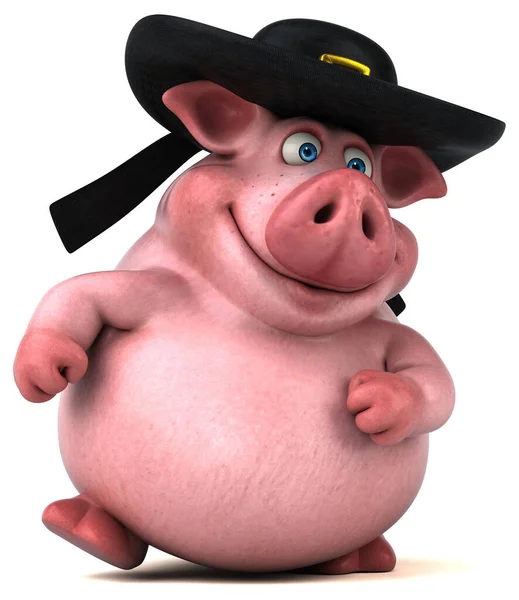 Personagem Porco Divertido Ilustração — Fotografia de Stock