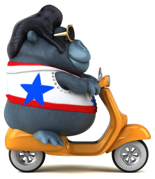 Fun Cartoon Illustration Rocker Gorilla Scooter — Fotografia de Stock