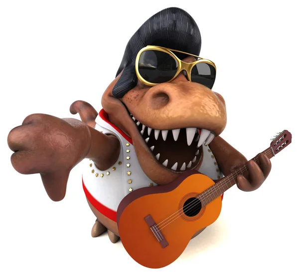 Fun Cartoon Illustration Trex Rocker Guitar — Stockfoto