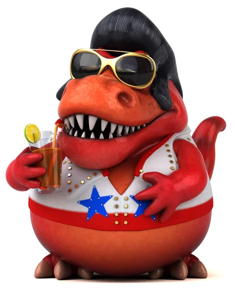 Fun Cartoon Illustration Trex Rocker Drink — Stockfoto