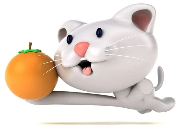 오렌지 일러스트레이션으로 장난기있는 고양이 — 스톡 사진